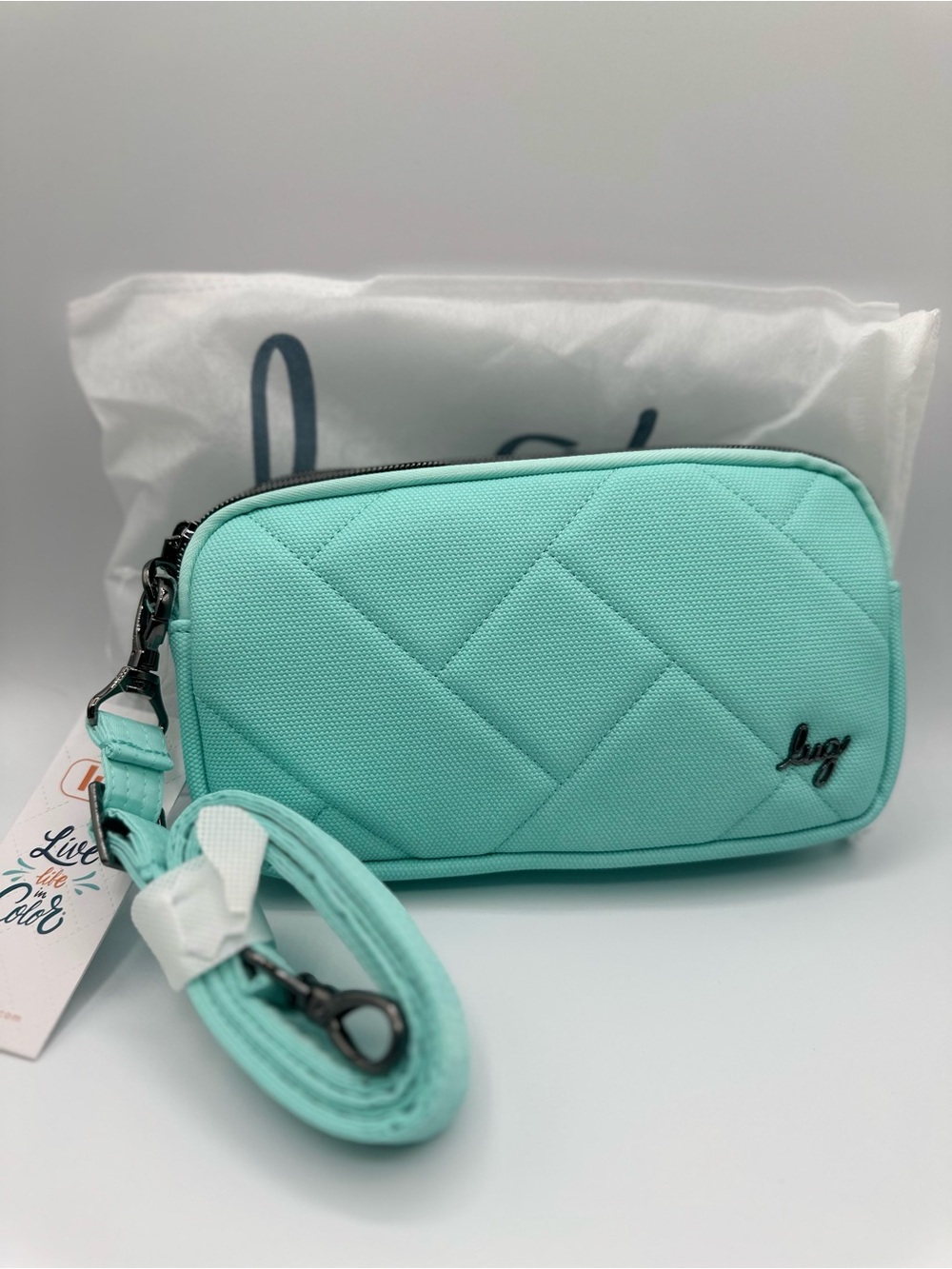 Lug Coupe XL Aquamarine Blue Matte Luxe Crossbody /Hip Pouch Handbag NWT